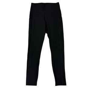 Women's Black High Waisted Athletic Leggings with Side Pockets Size Small J4